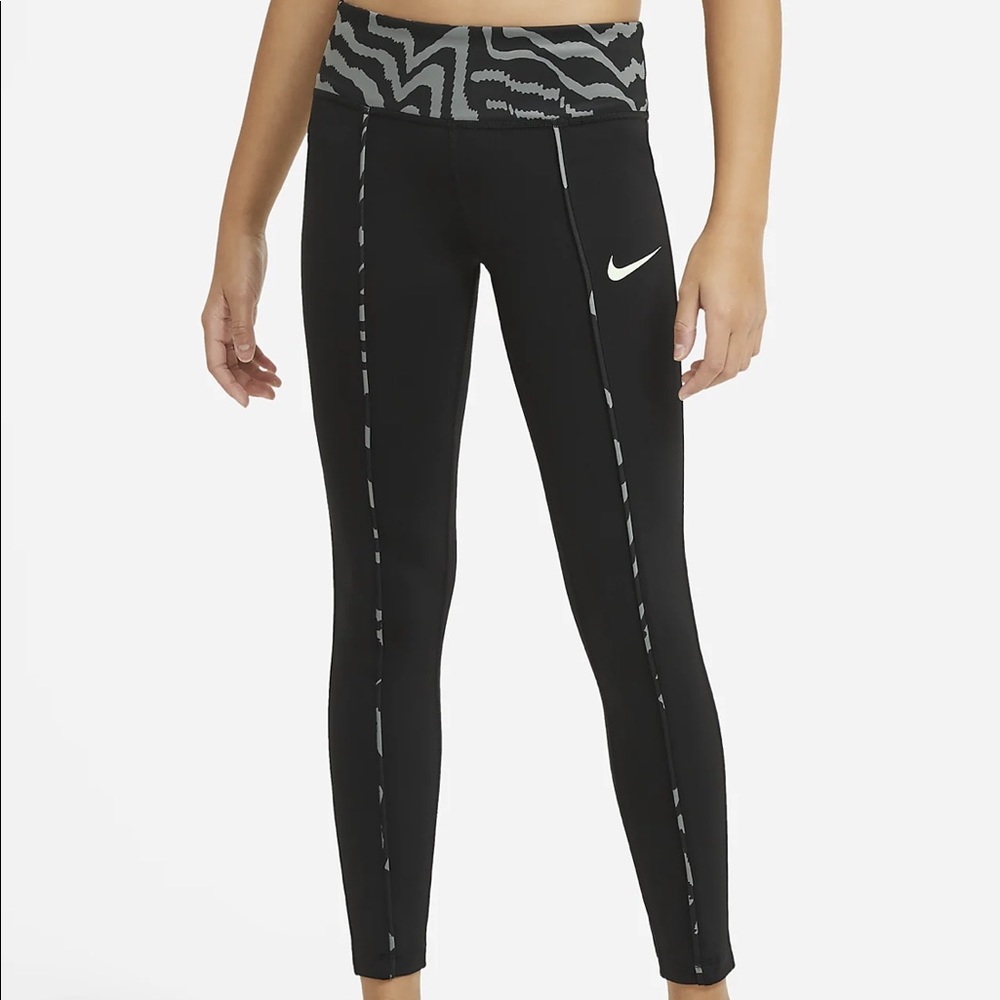 Nike One Older Girls' Mid-Rise Printed Leggings